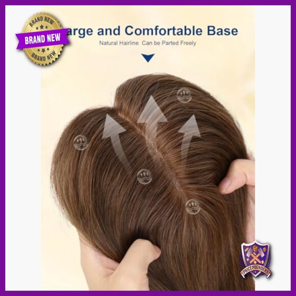 5x5 Inch Silk Base Human Hair Topper with 4 Clips for Thinning Hair main image 5